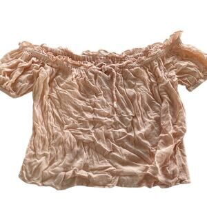 BOG Collective Top Womens Small Blush Pink Off The Shoulder Tie Neck